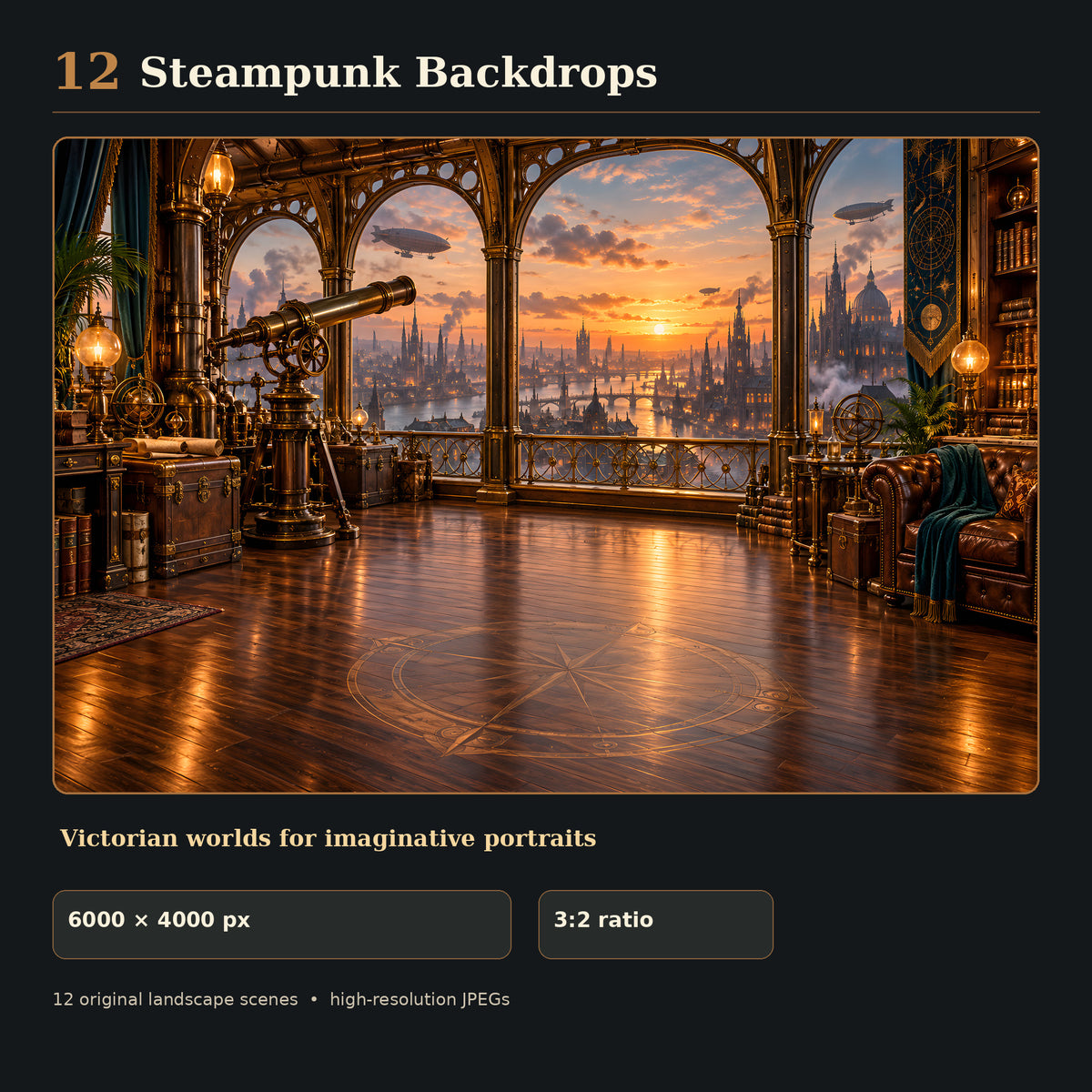 Main thumbnail for 12 steampunk photography backdrops