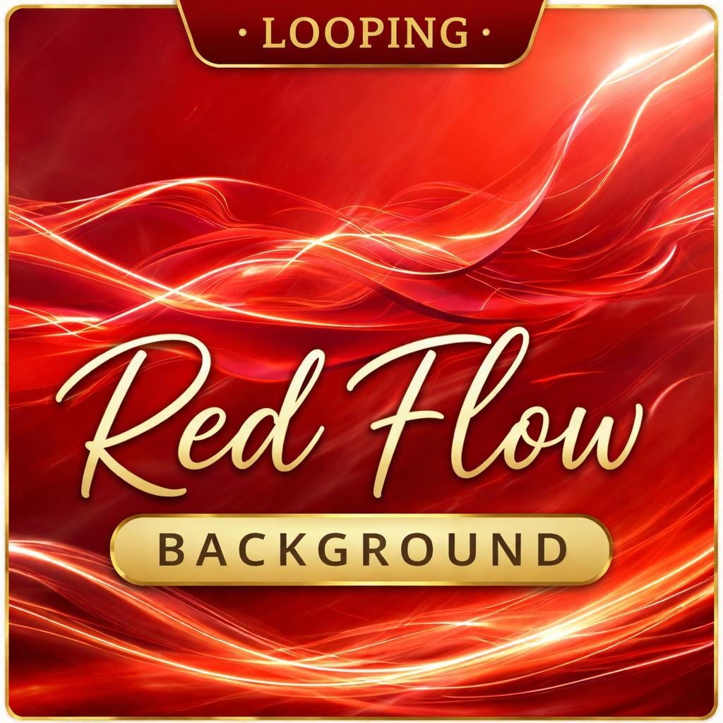 Red abstract wave loop video | Seamless background, calming ocean vibes, animated screen | Red backdrop for videos & events