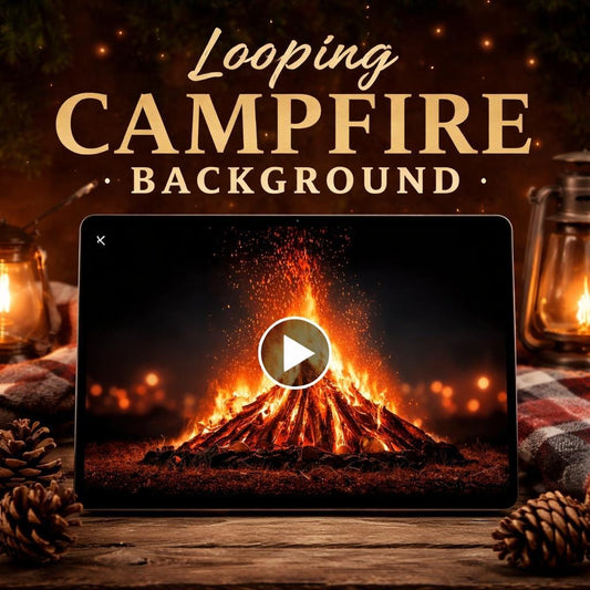Campfire loop video background | Seamless animated background, looped video | Virtual, Zoom, Twitch, VTuber backdrops