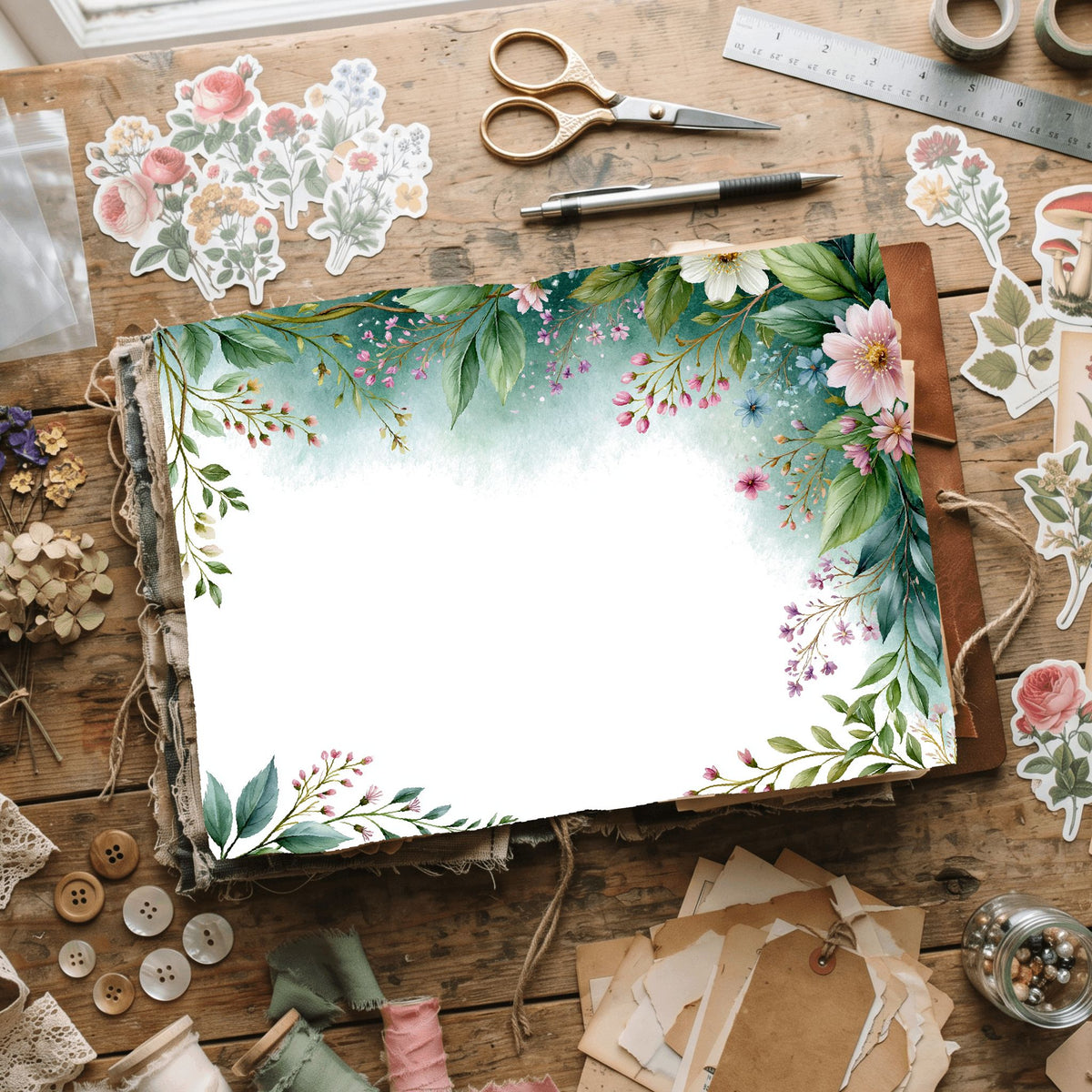 Delicate Botanical Border Frame
