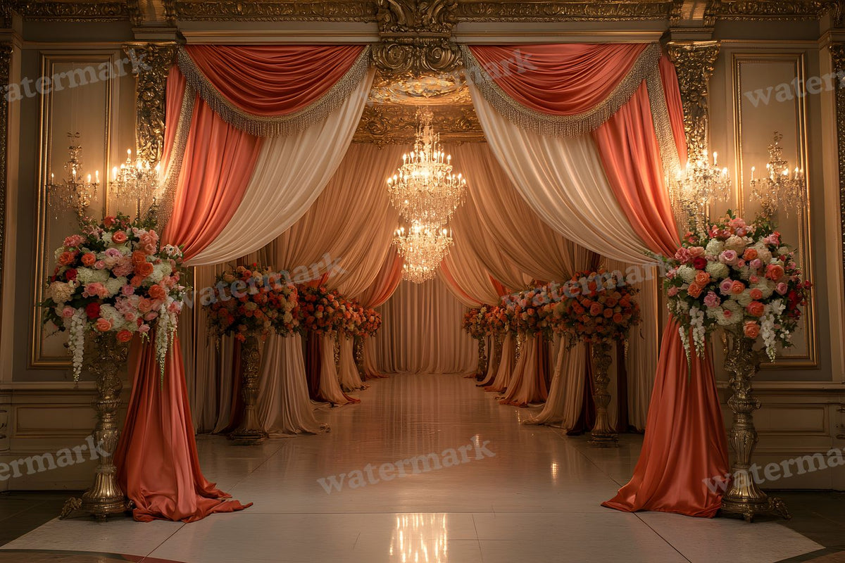 Opulent Wedding Ballroom digital photo backdrop for photo editing, preview 19