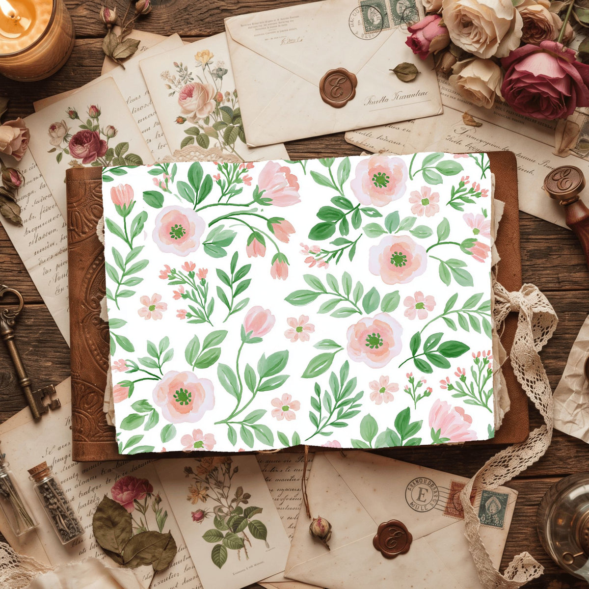 Pastel Pink & Green Watercolor Pattern
