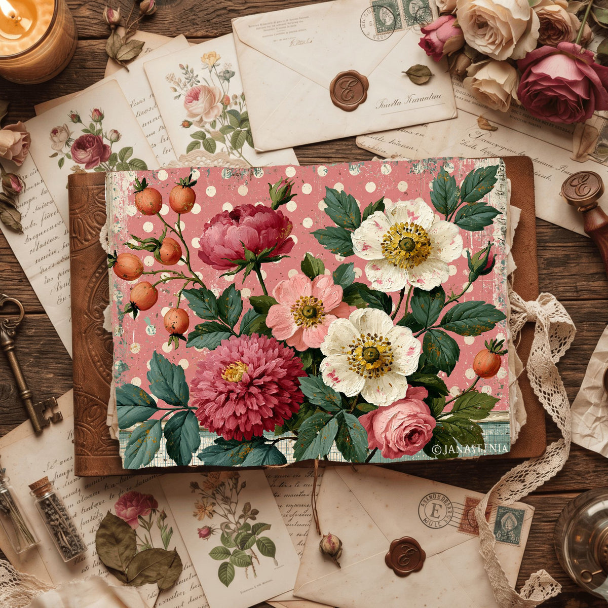 Pink Shabby Chic Journal Paper