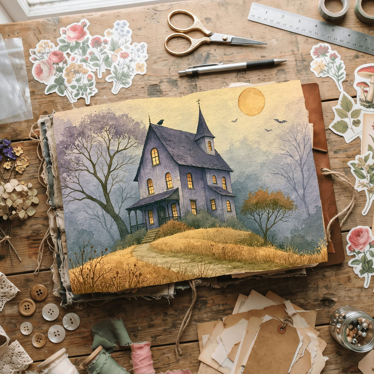 Purple Halloween Watercolor Art