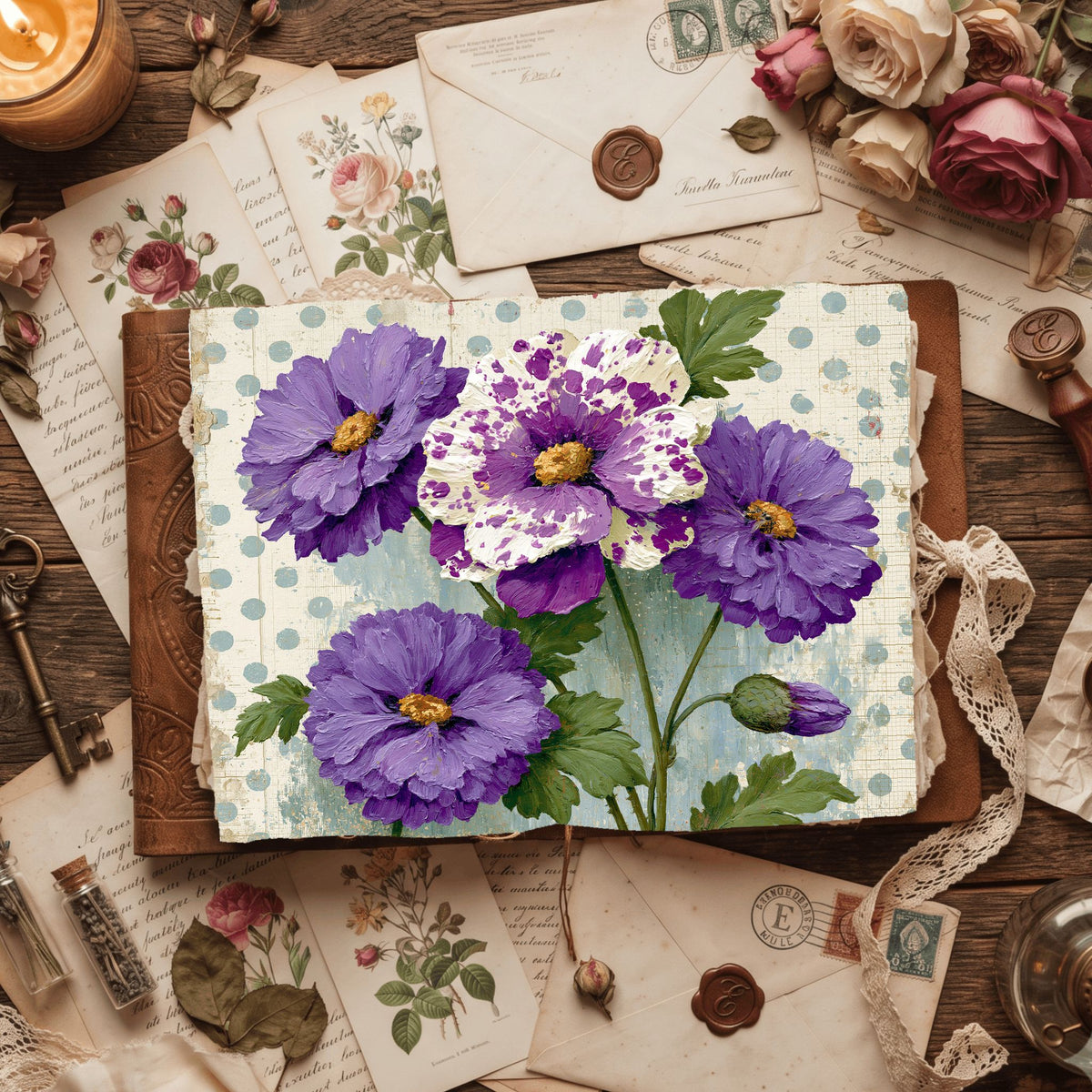 Purple Shabby Chic Journal Paper