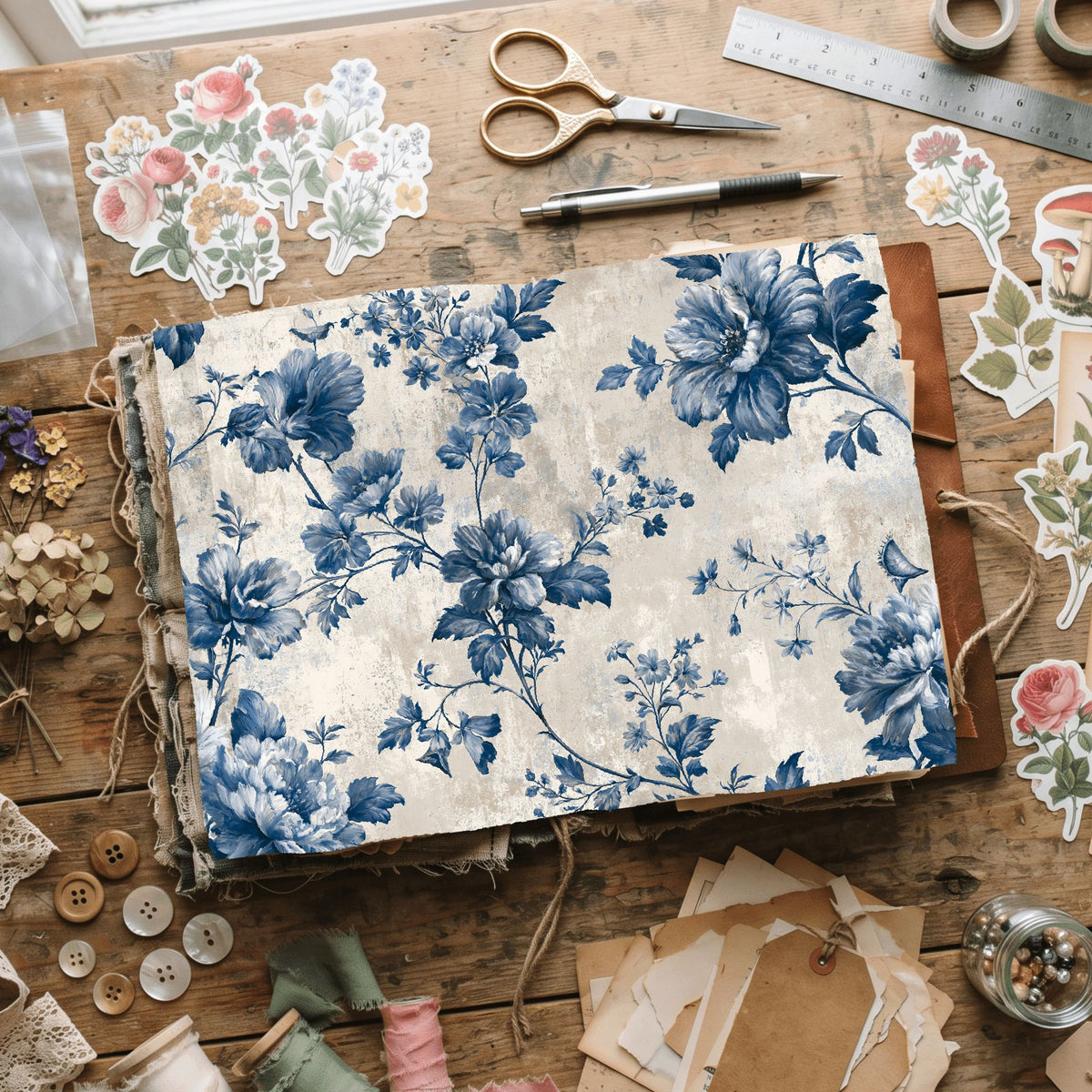 Vintage French Toile Floral Pattern