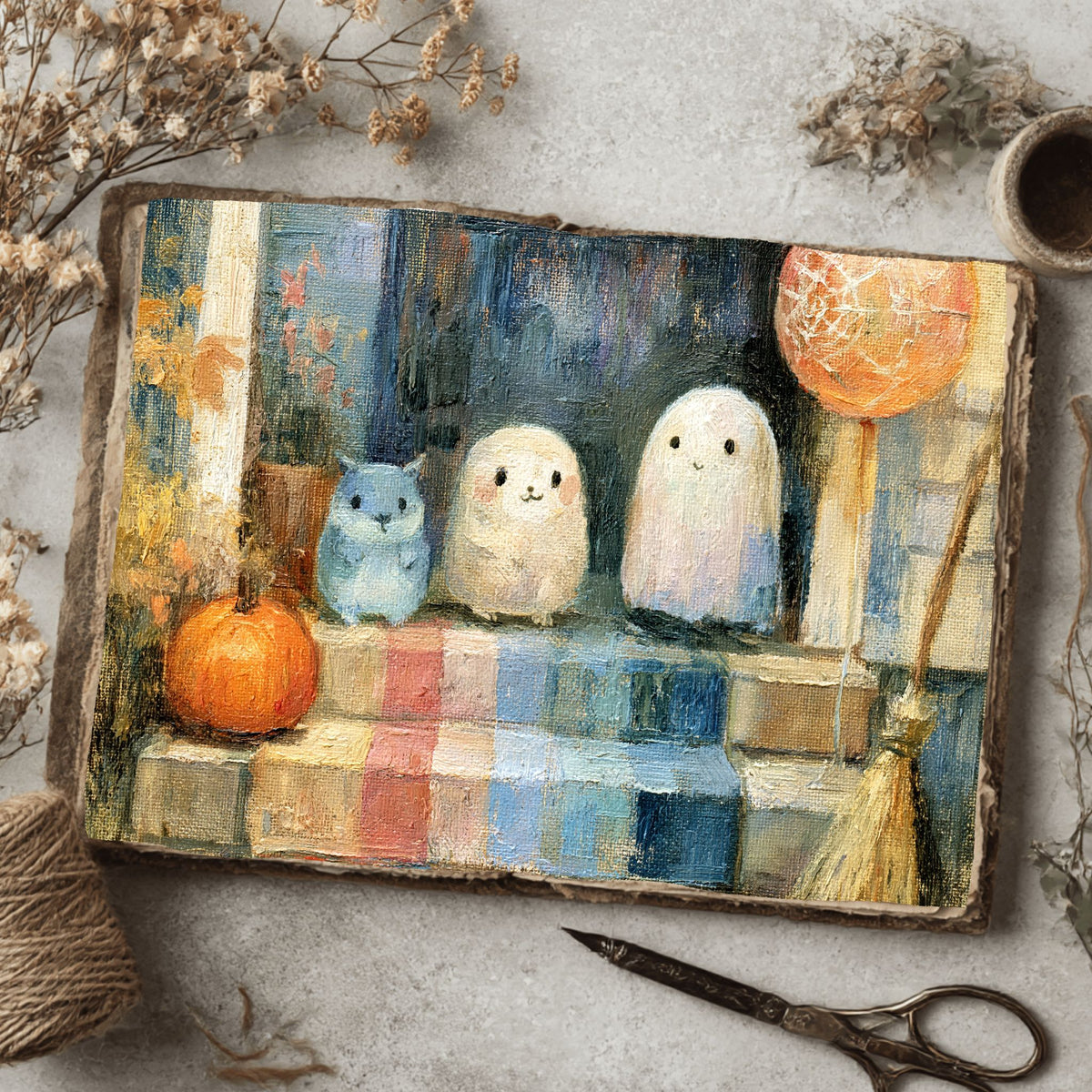 Vintage Halloween Oil Painting