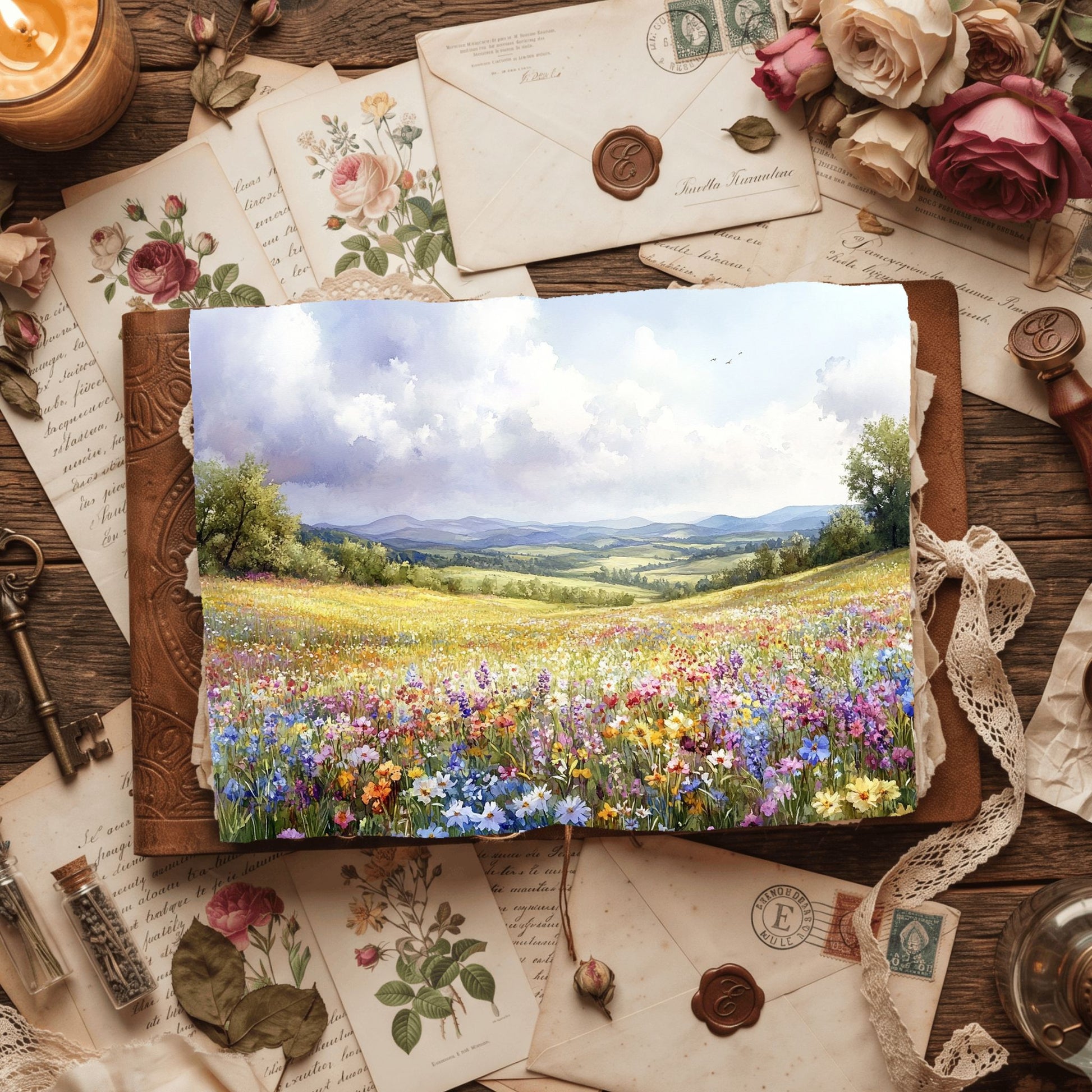 Wildflower Hillside Writing Paper