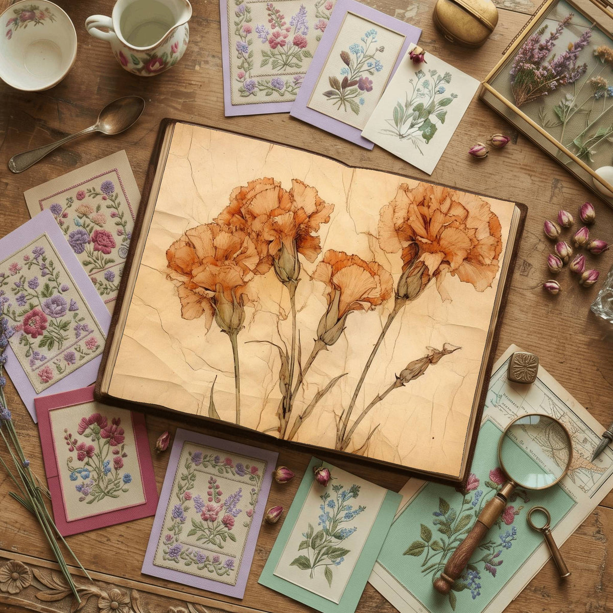 Autumn Carnations Digital Papers