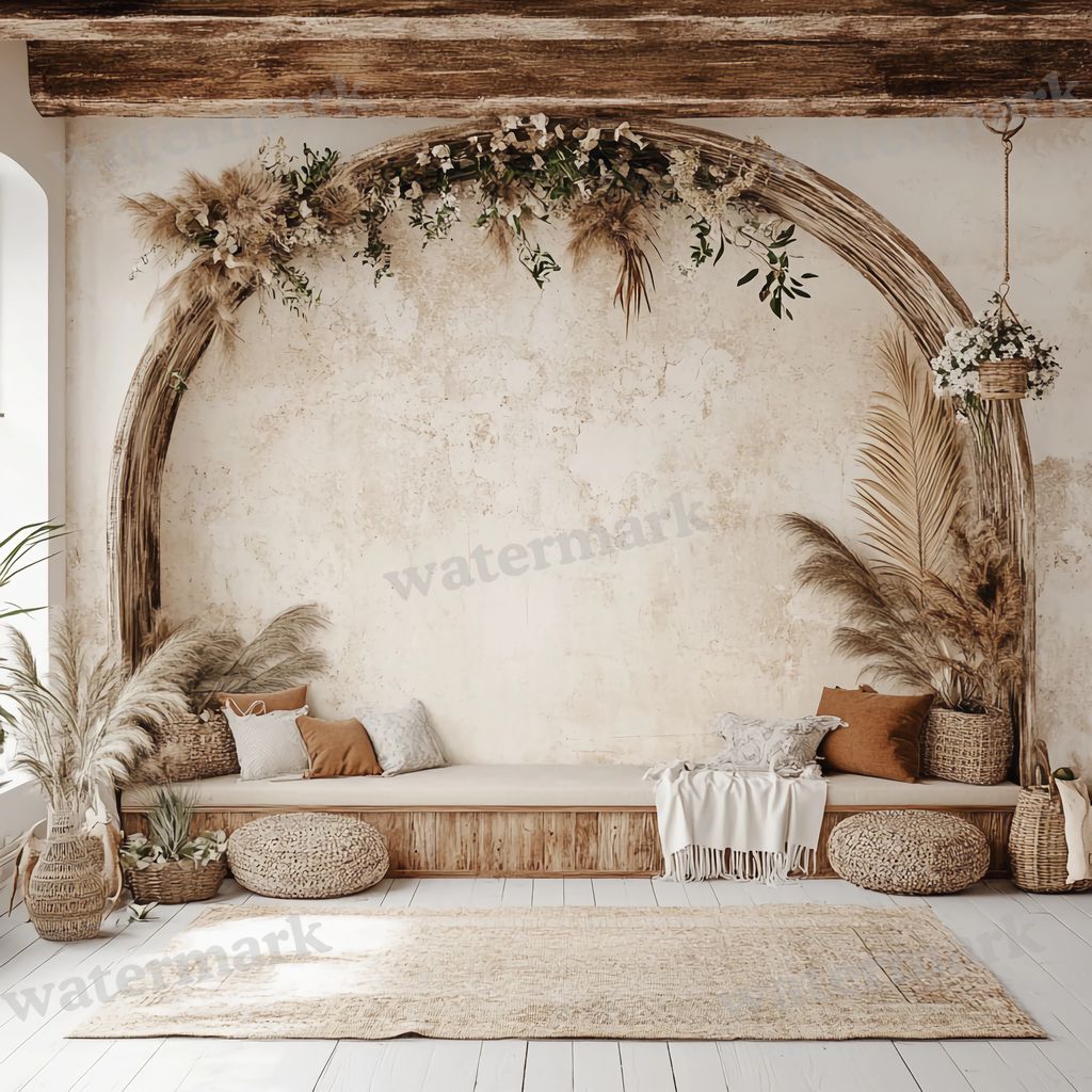 Boho Arches digital photo backdrop for photo editing, preview 19