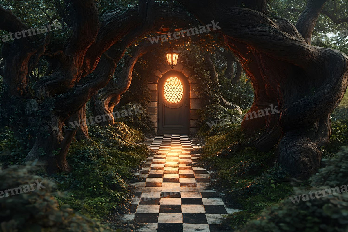 Checkered Garden Path Backdrop Images