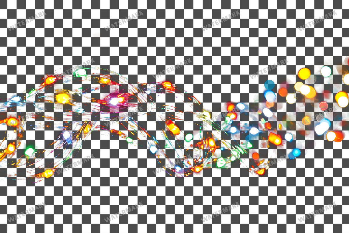 Christmas Lights PNG overlay on a transparent checkered background, preview 20