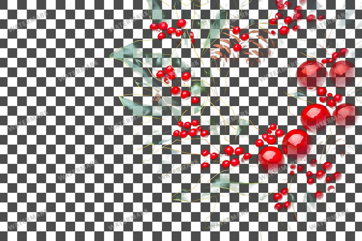 Christmas Wreath PNG overlay on a transparent checkered background, preview 20