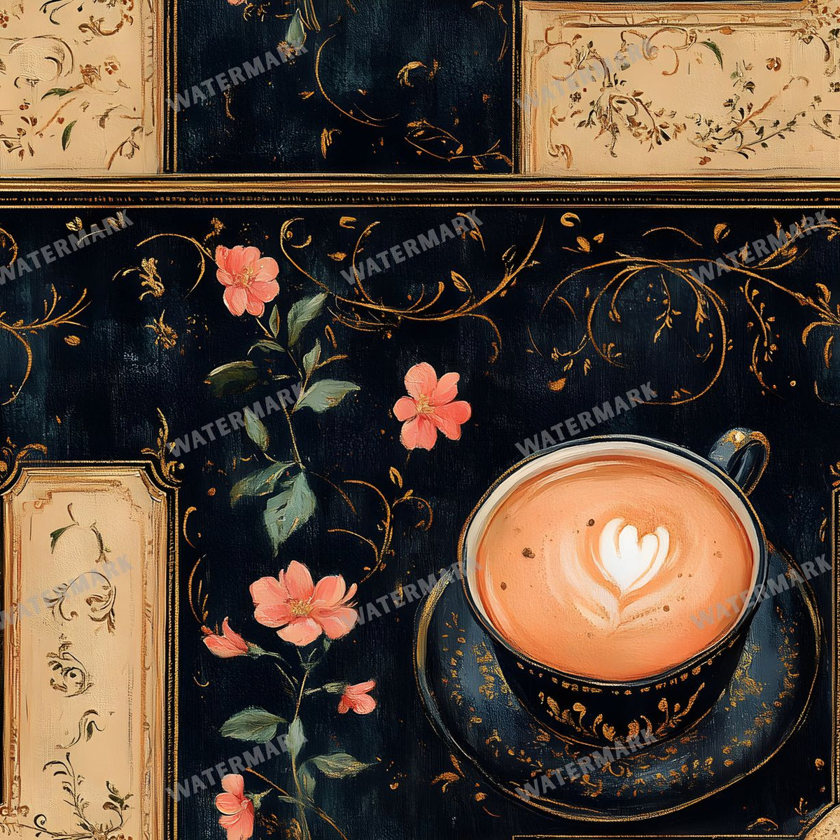 Coffee seamless pattern digital paper, repeating design 20