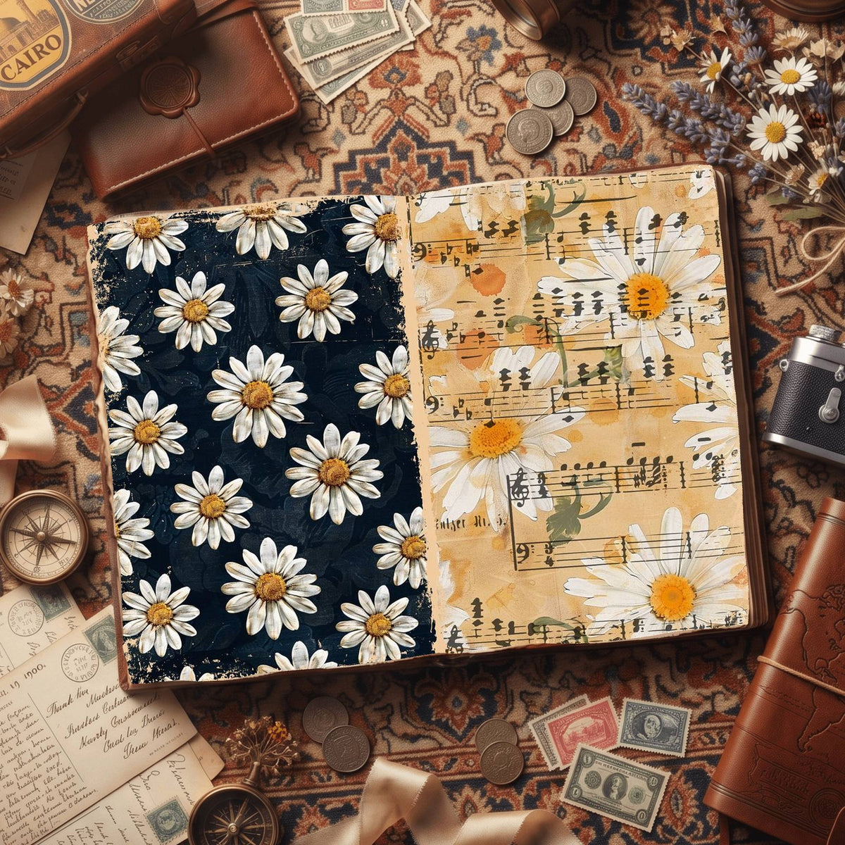 Daisy Flowers Digital Papers