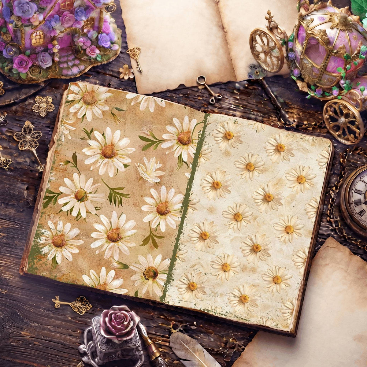 Daisy Flowers Digital Papers
