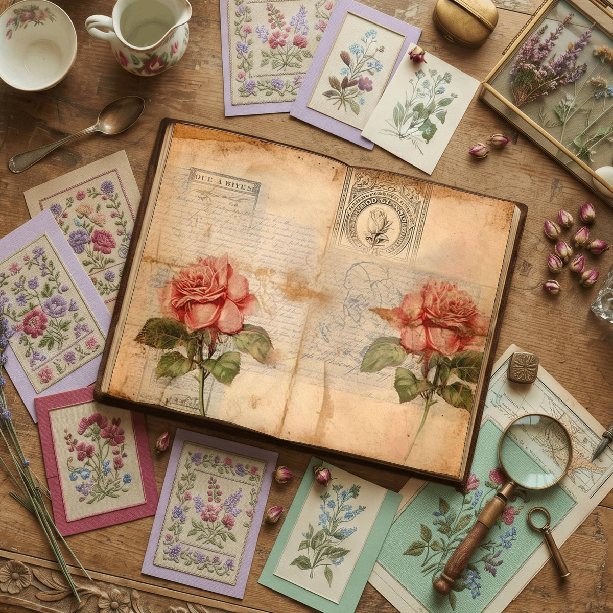Faded Pink Roses Digital Papers