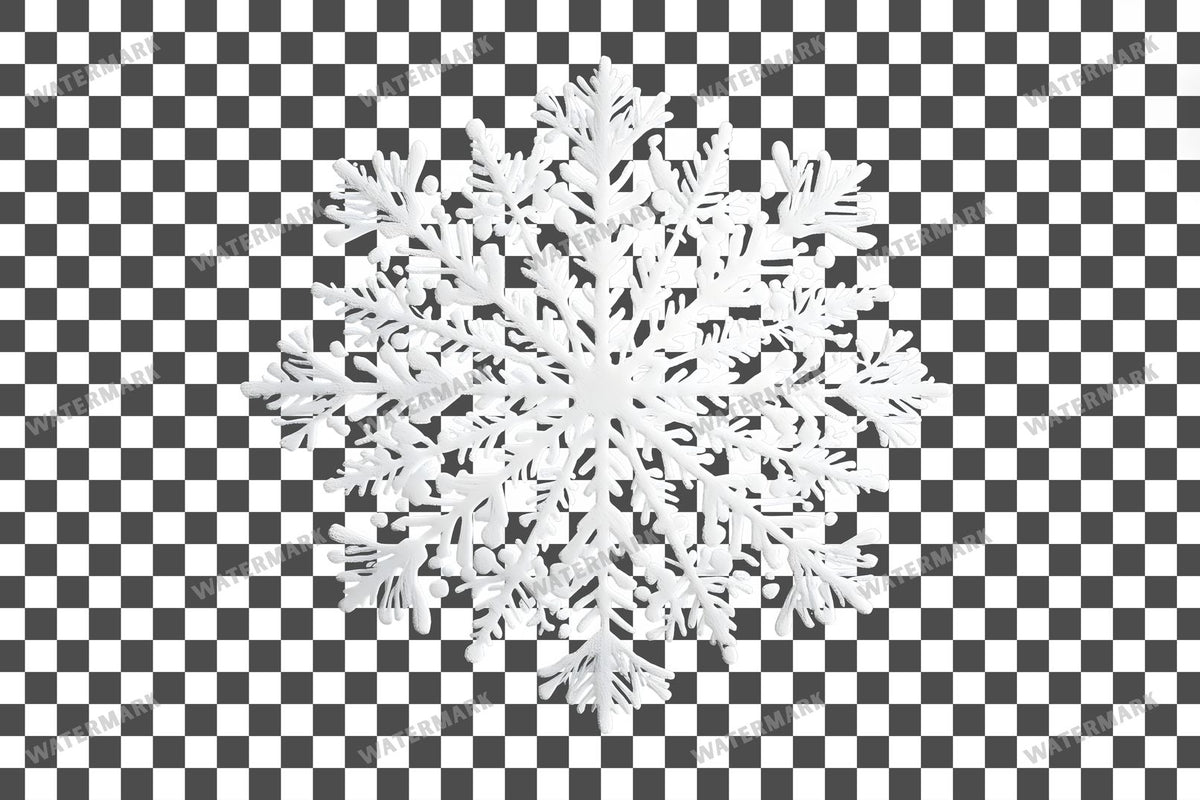 Large Snowflake Single Large Flake PNG overlay on a transparent checkered background, preview 20