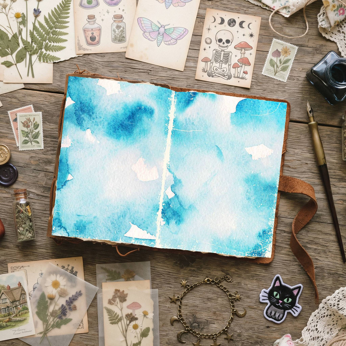 Mixed Color Distressed Blank And Lined Digital Papers