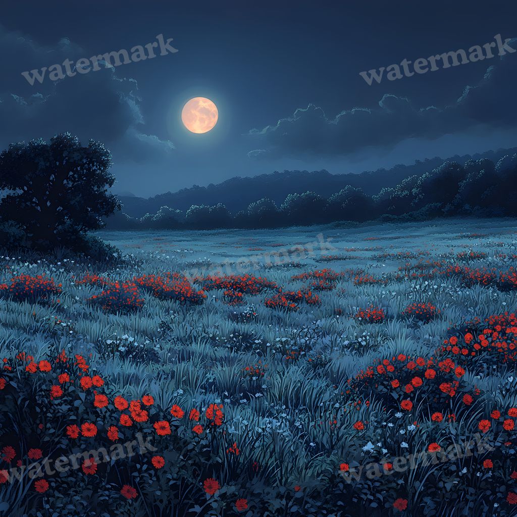 Moonlit Field Backdrop Images