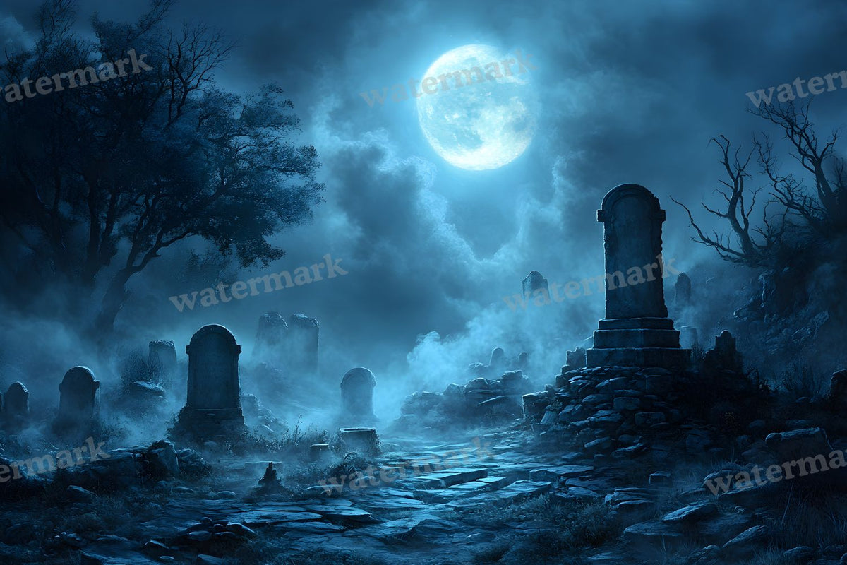 Moonlit Graveyard Backdrop Images