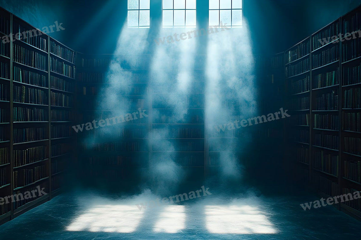Moonlit Library Backdrop Images