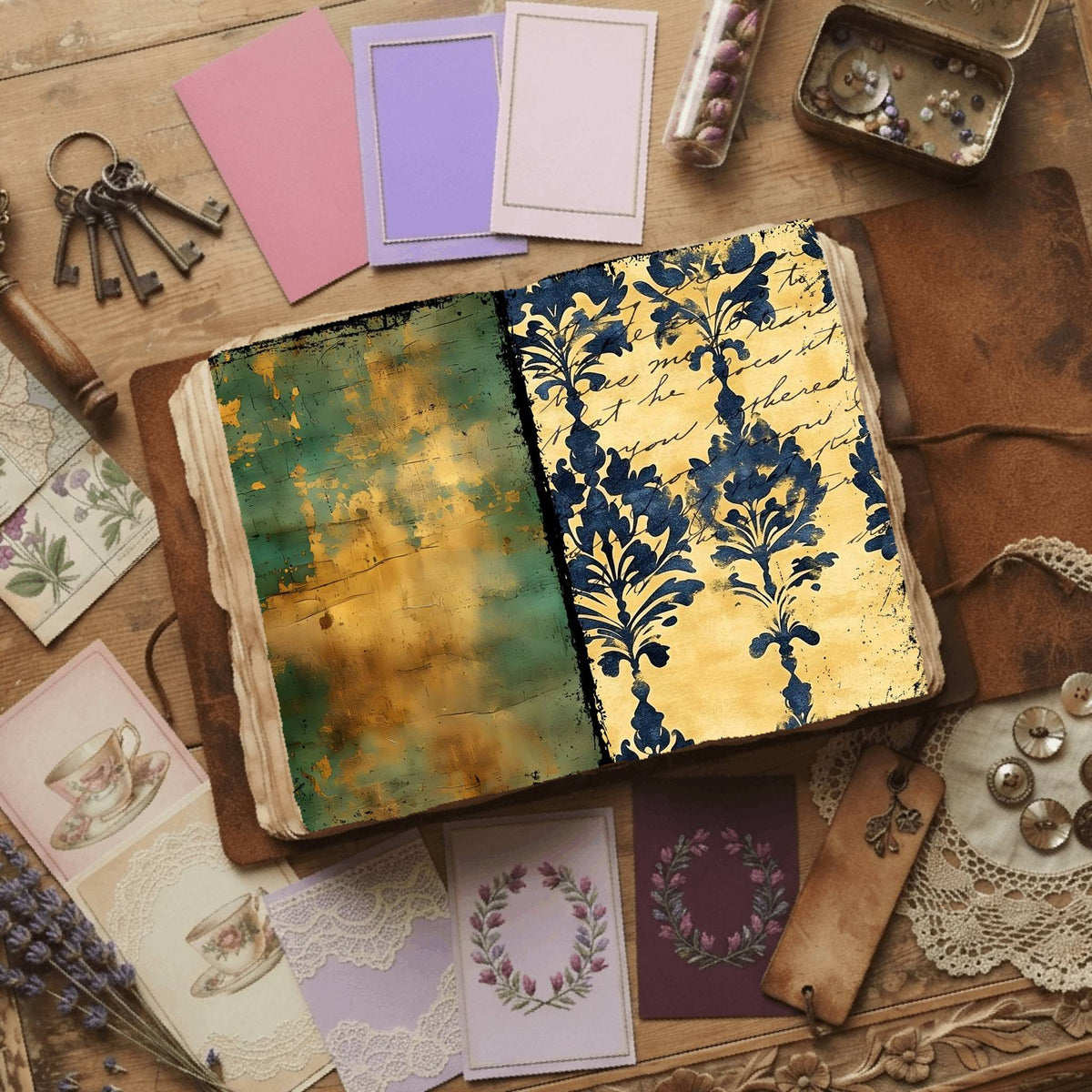 Regal Damask printable junk journal paper, page preview 20