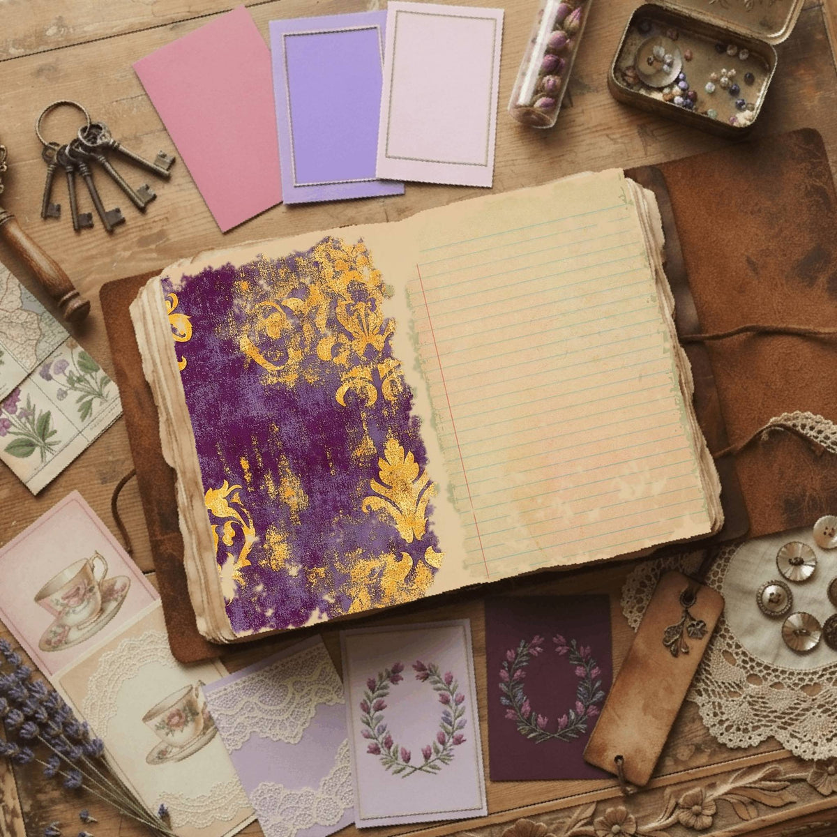 Regal Damask printable junk journal paper, page preview 20
