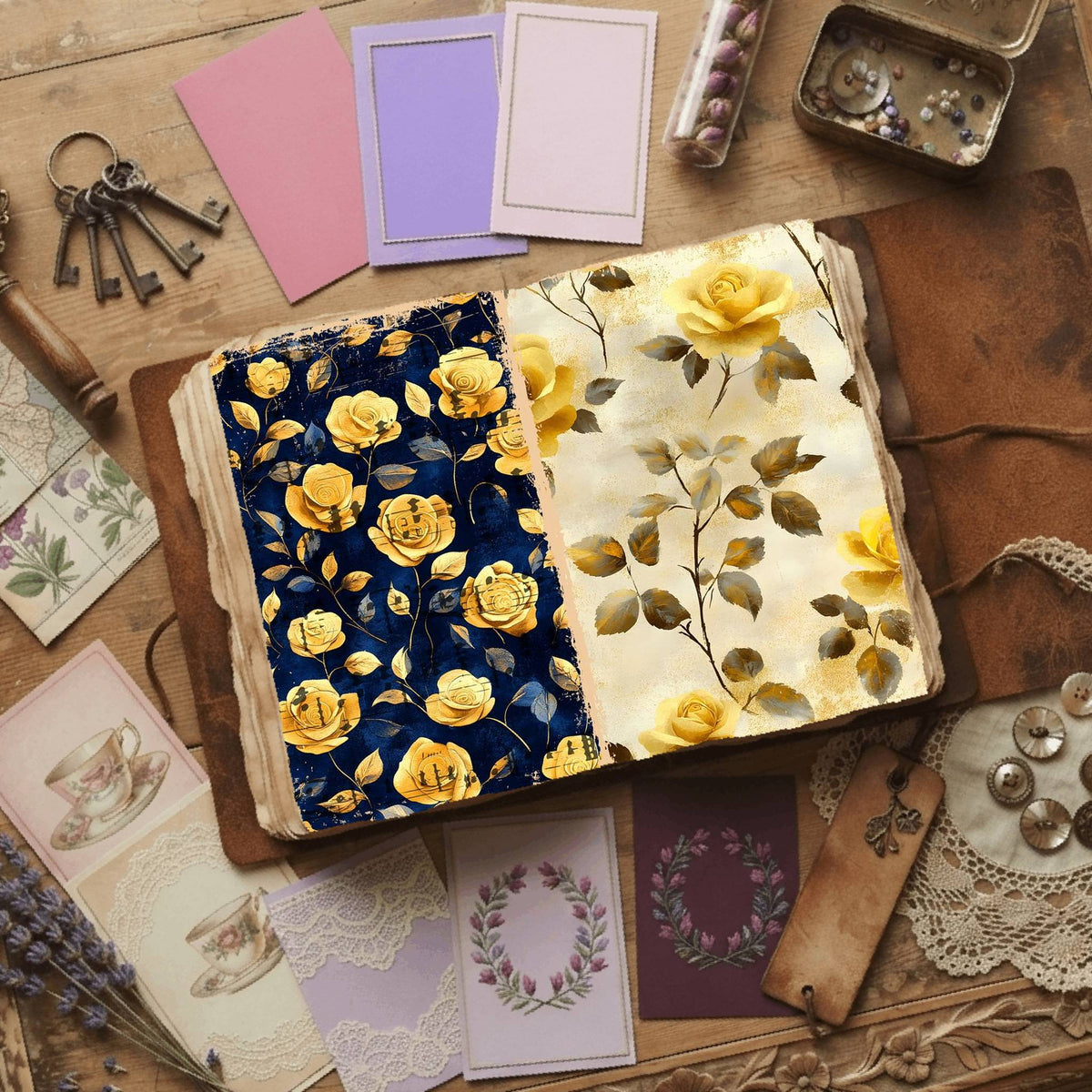 Rose printable junk journal paper, page preview 20