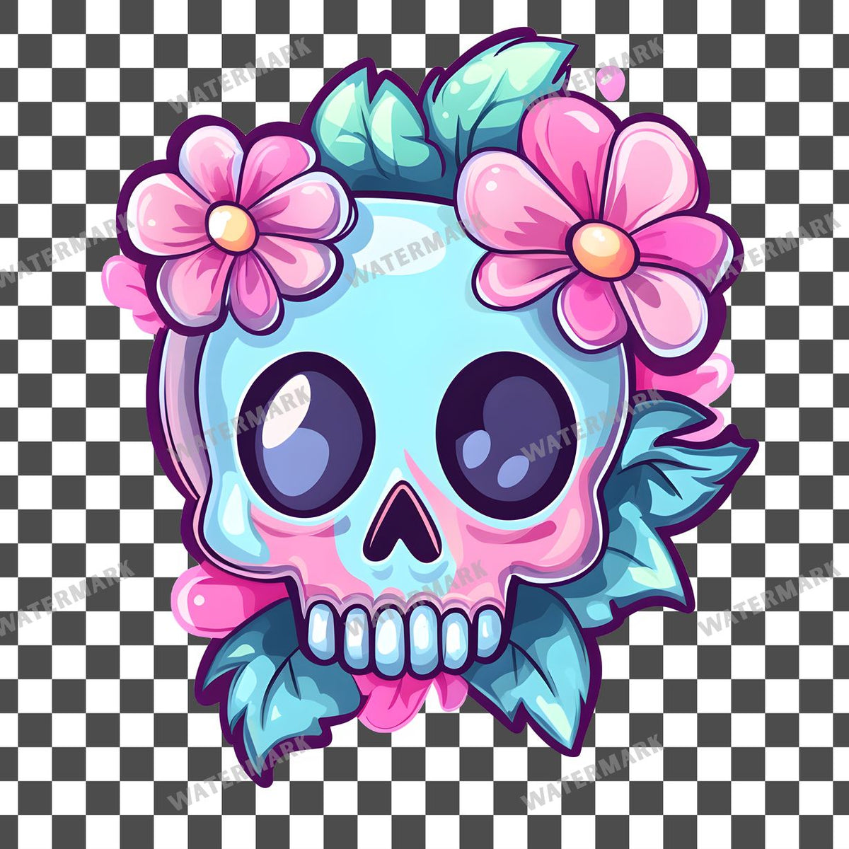 Skull Kawaii Style Clipart Pngs