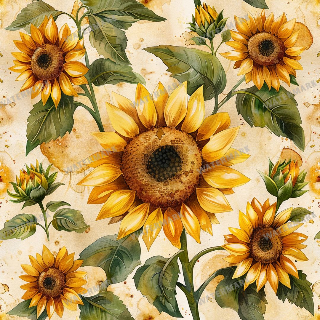 Sunflowers Seamless Pattern