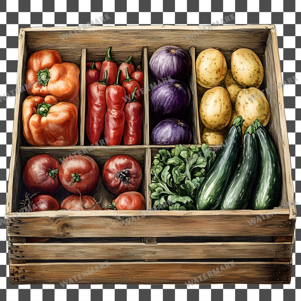 Vegetables Vintage Style Clipart Pngs