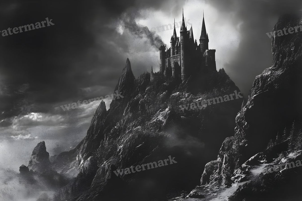 Witch’Castle On Jagged Mountain Dark Sky Backdrop Images