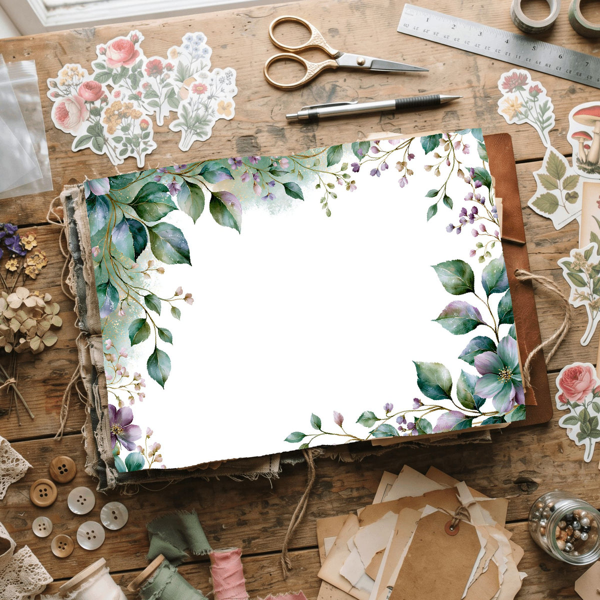 Delicate Botanical Border Frame
