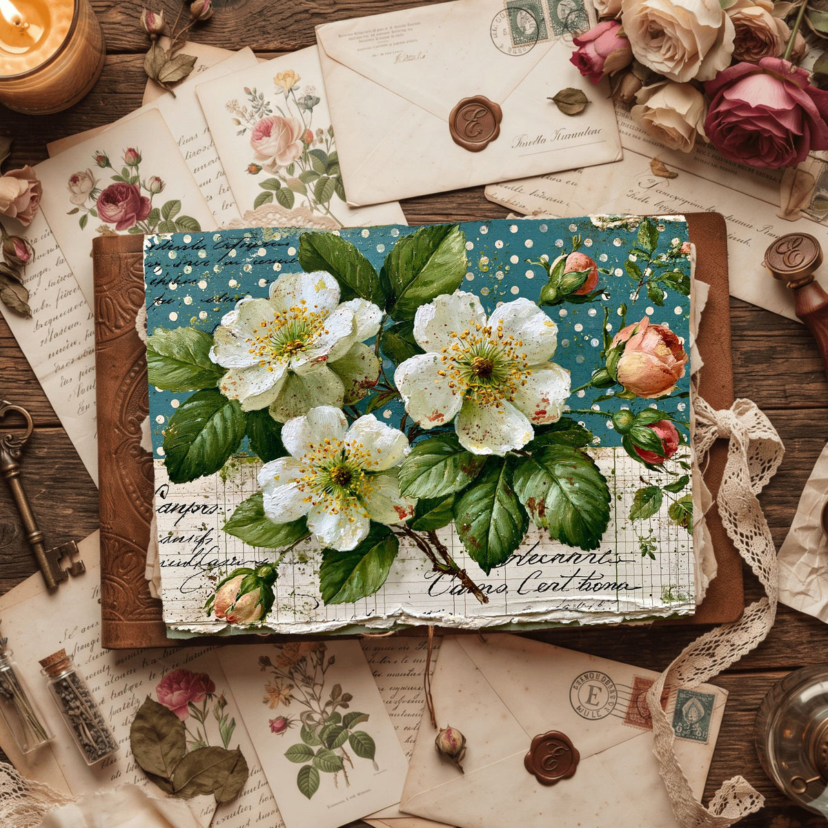 Faded Polka Dot Shabby Chic Journal Paper