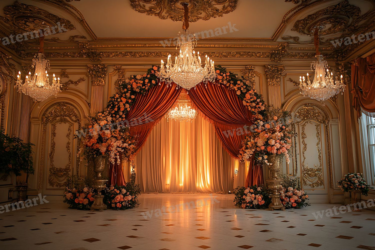 Opulent Wedding Ballroom digital photo backdrop for photo editing, preview 20