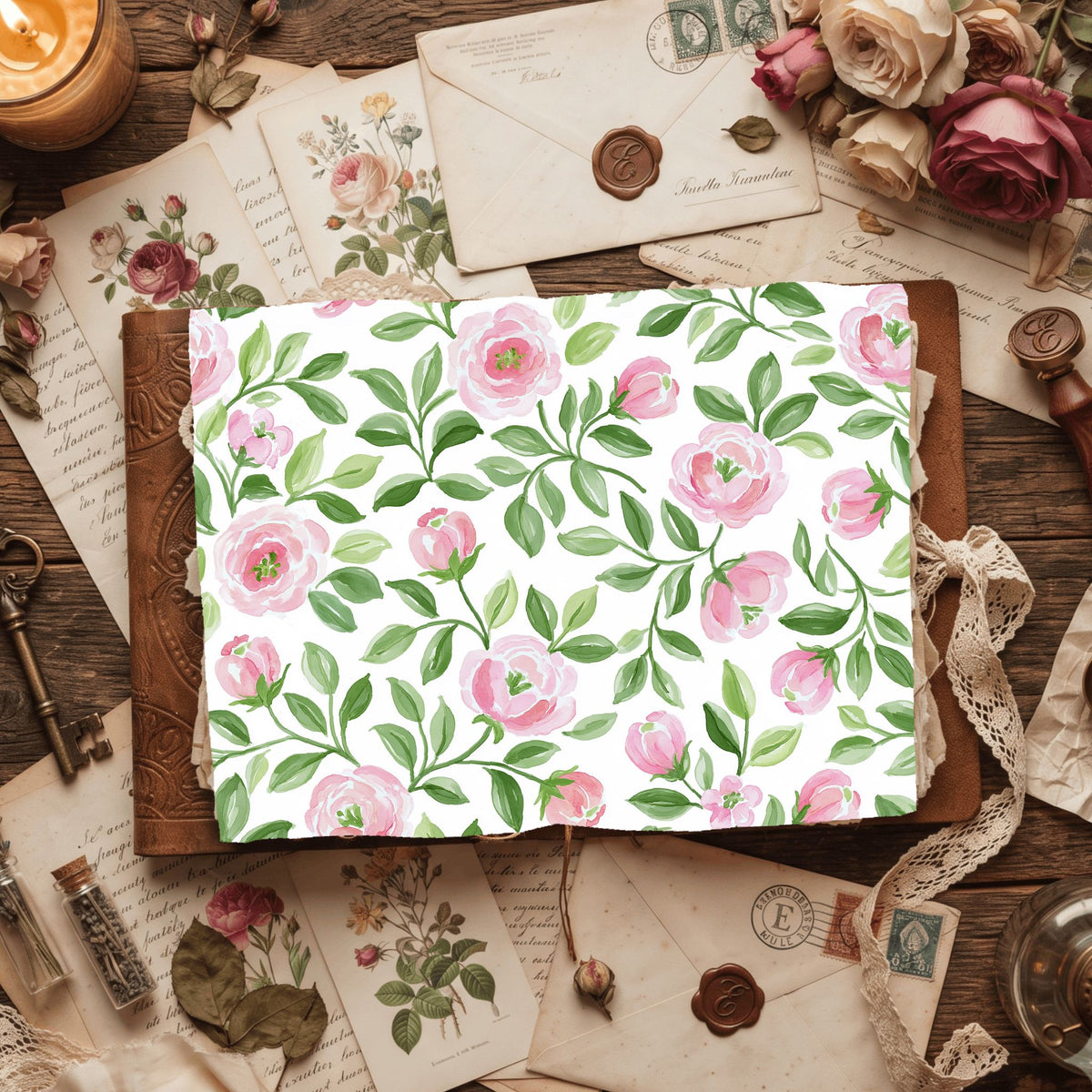 Pastel Pink & Green Watercolor Pattern