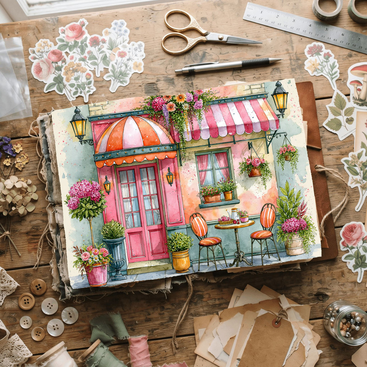 Romantic Parisian Cafe�� Watercolor