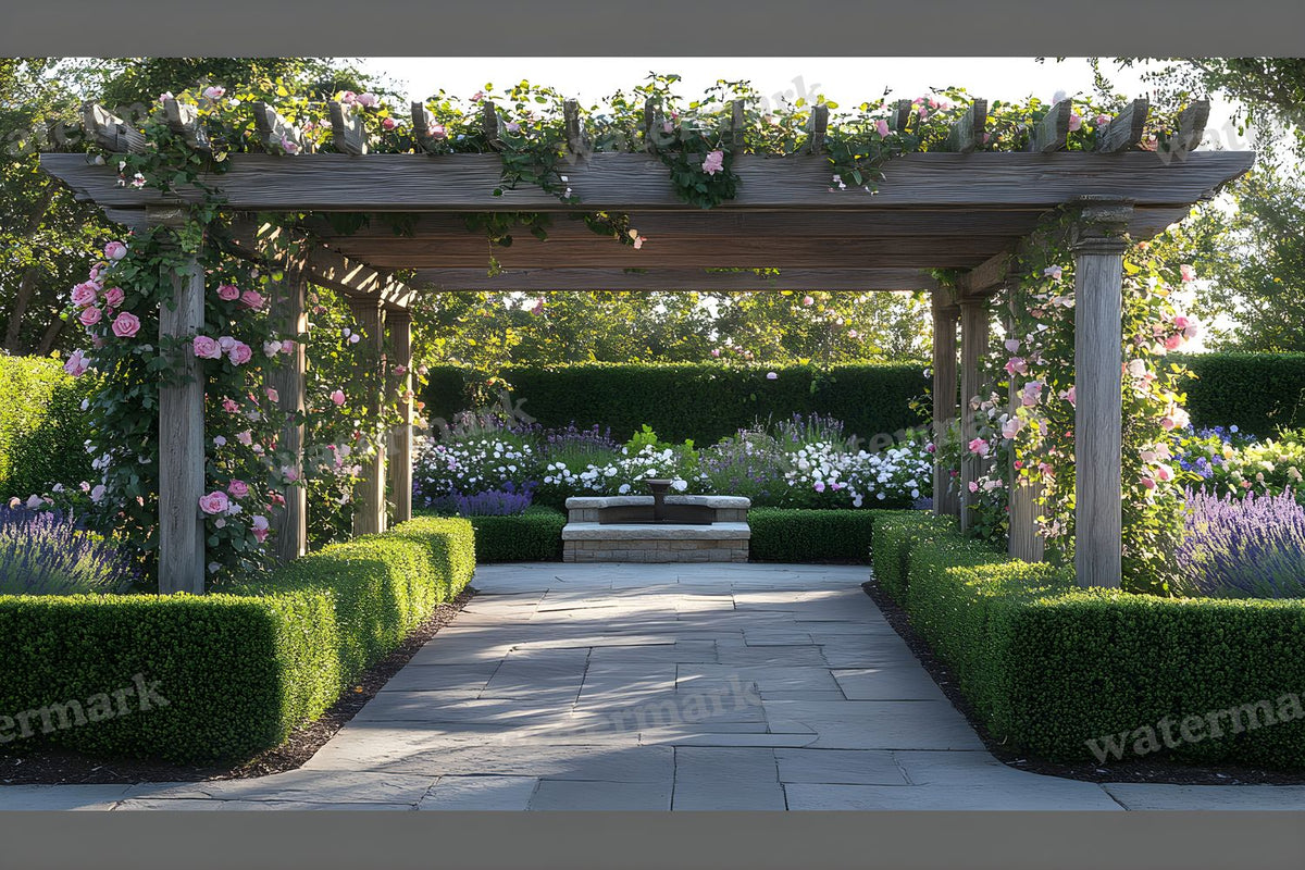 Secret Garden Pergola digital photo backdrop for photo editing, preview 20