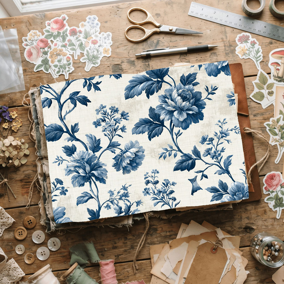 Vintage French Toile Floral Pattern