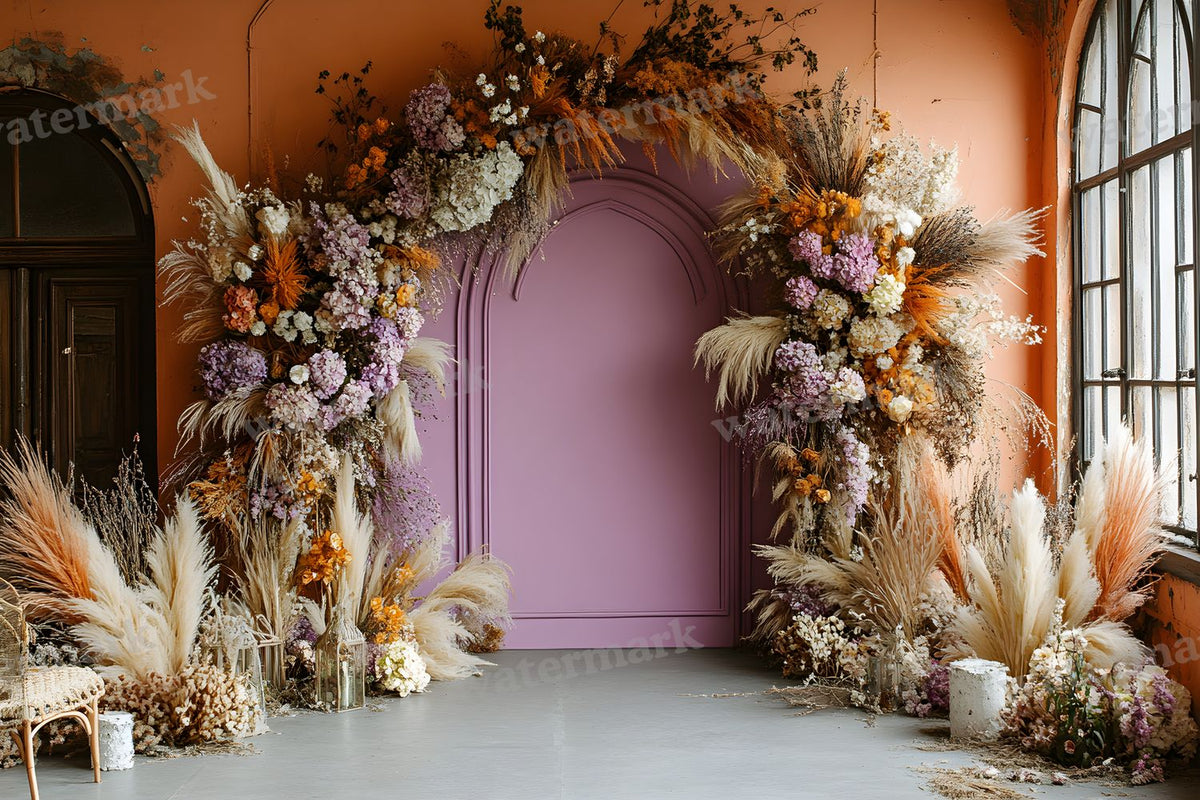 Boho Purple Arch Backdrop Images