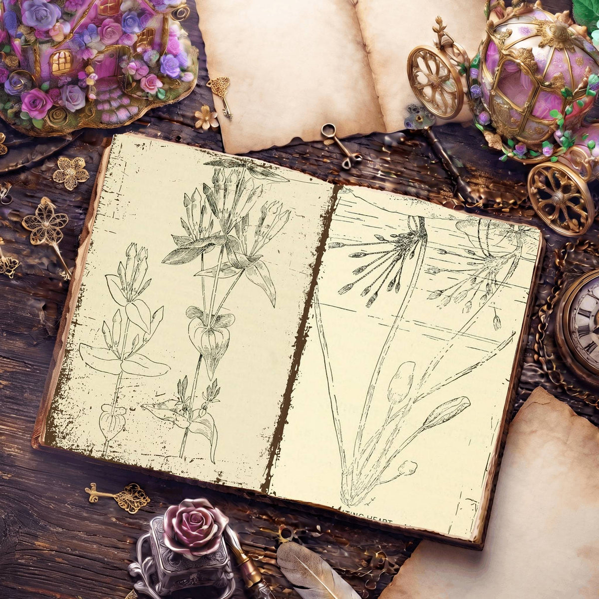 Botanical Sketches Digital Papers