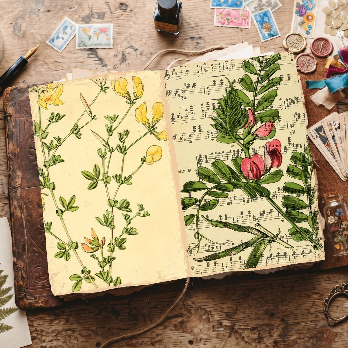 Botanical printable junk journal paper, page preview 21