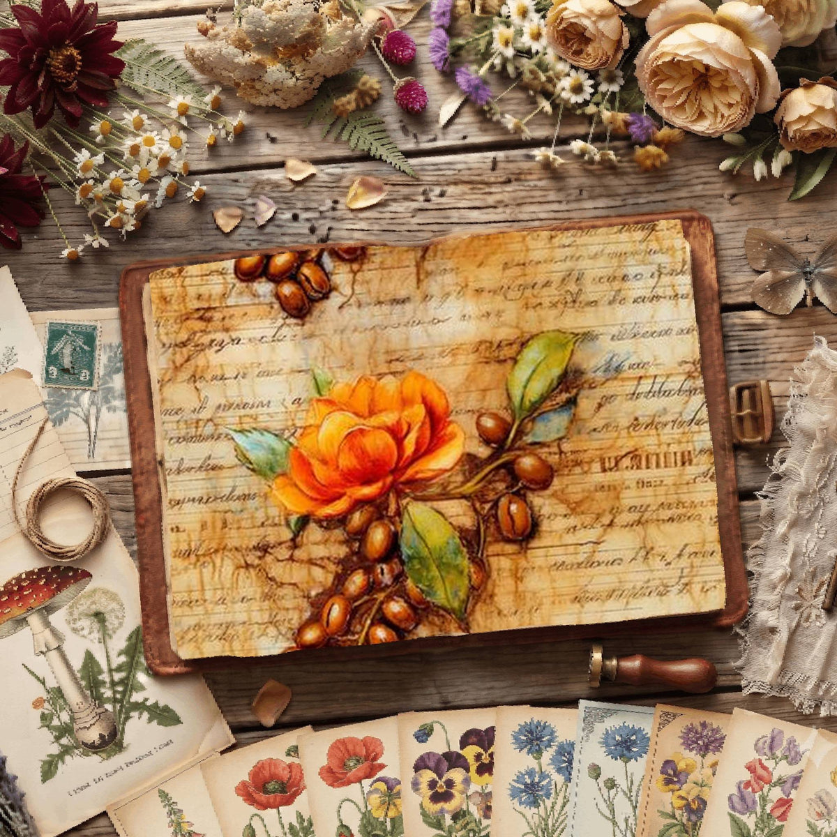 Floral Coffee Digital Papers