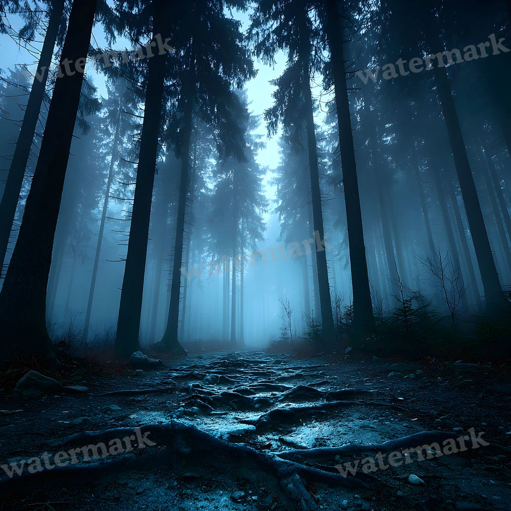 Misty Forest digital photo backdrop for photo editing, preview 20