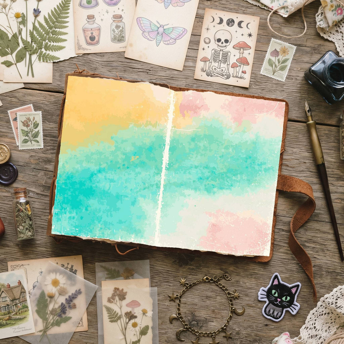 Mixed Color Distressed Blank And Lined Digital Papers