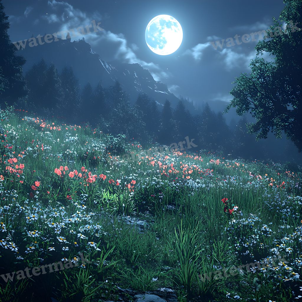 Moonlit Field Backdrop Images