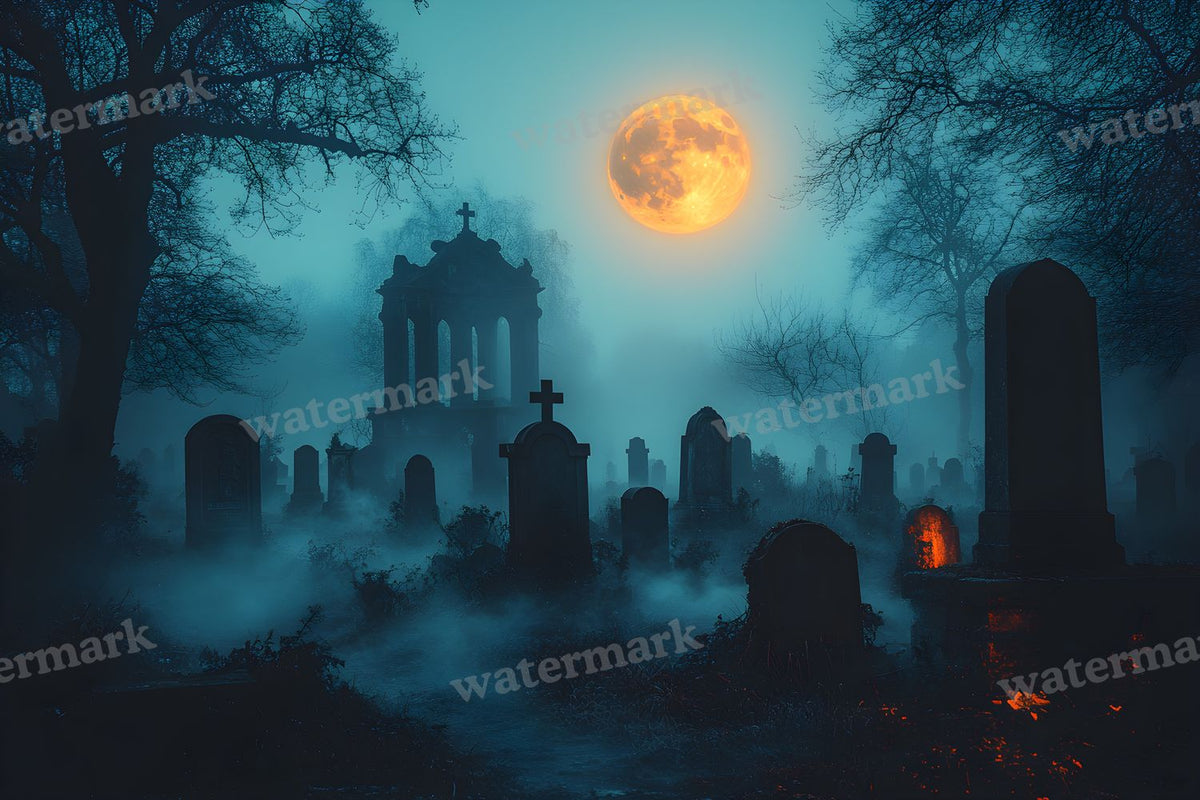 Moonlit Graveyard Backdrop Images