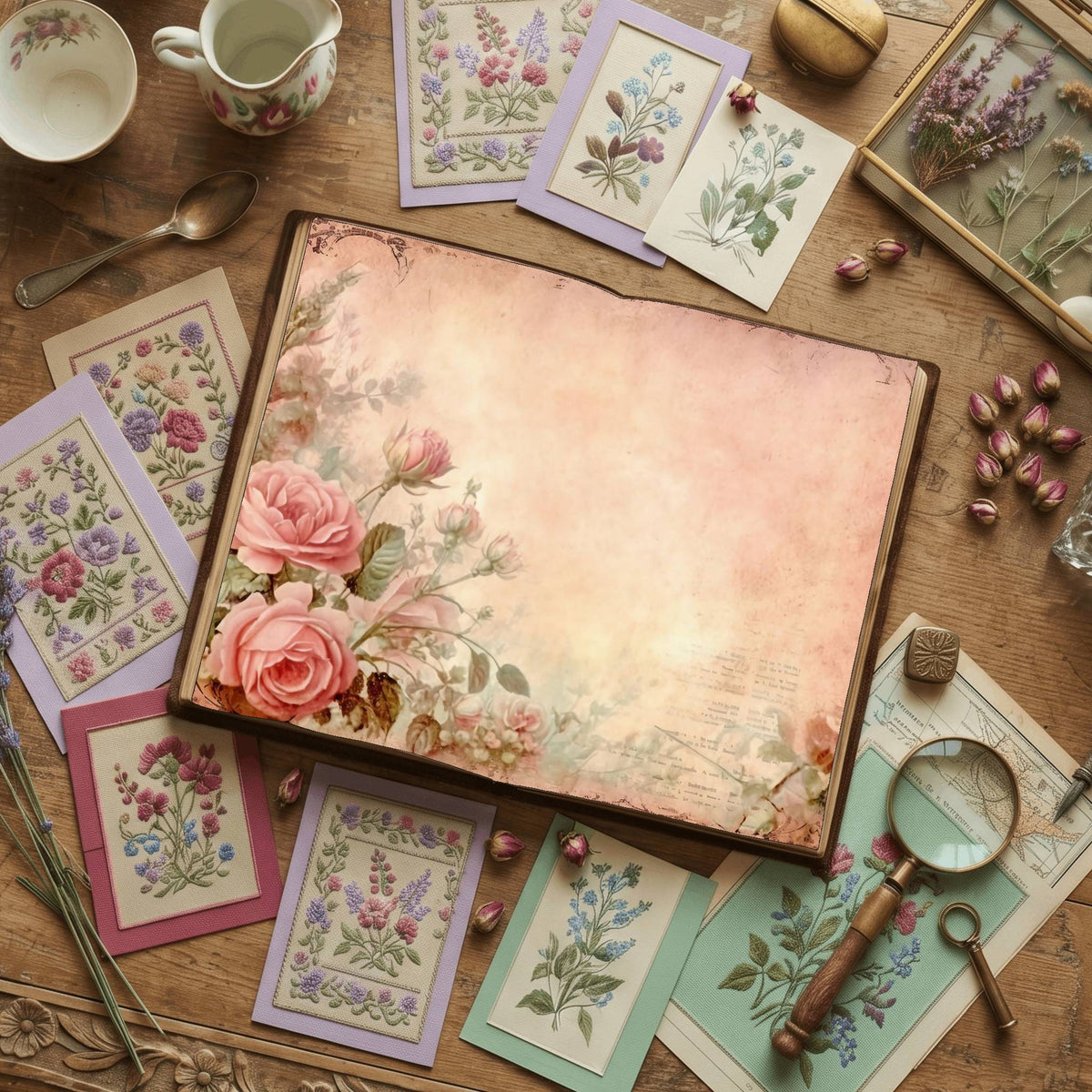 Pink Rose printable junk journal paper, page preview 21