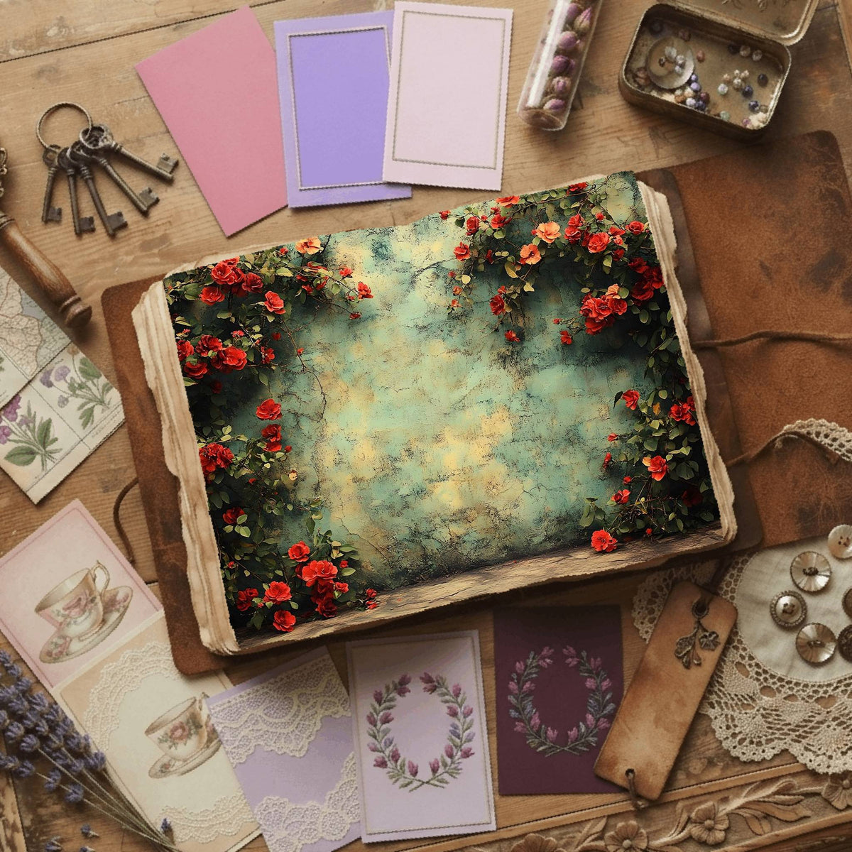 Royal Gardens printable junk journal paper, page preview 21